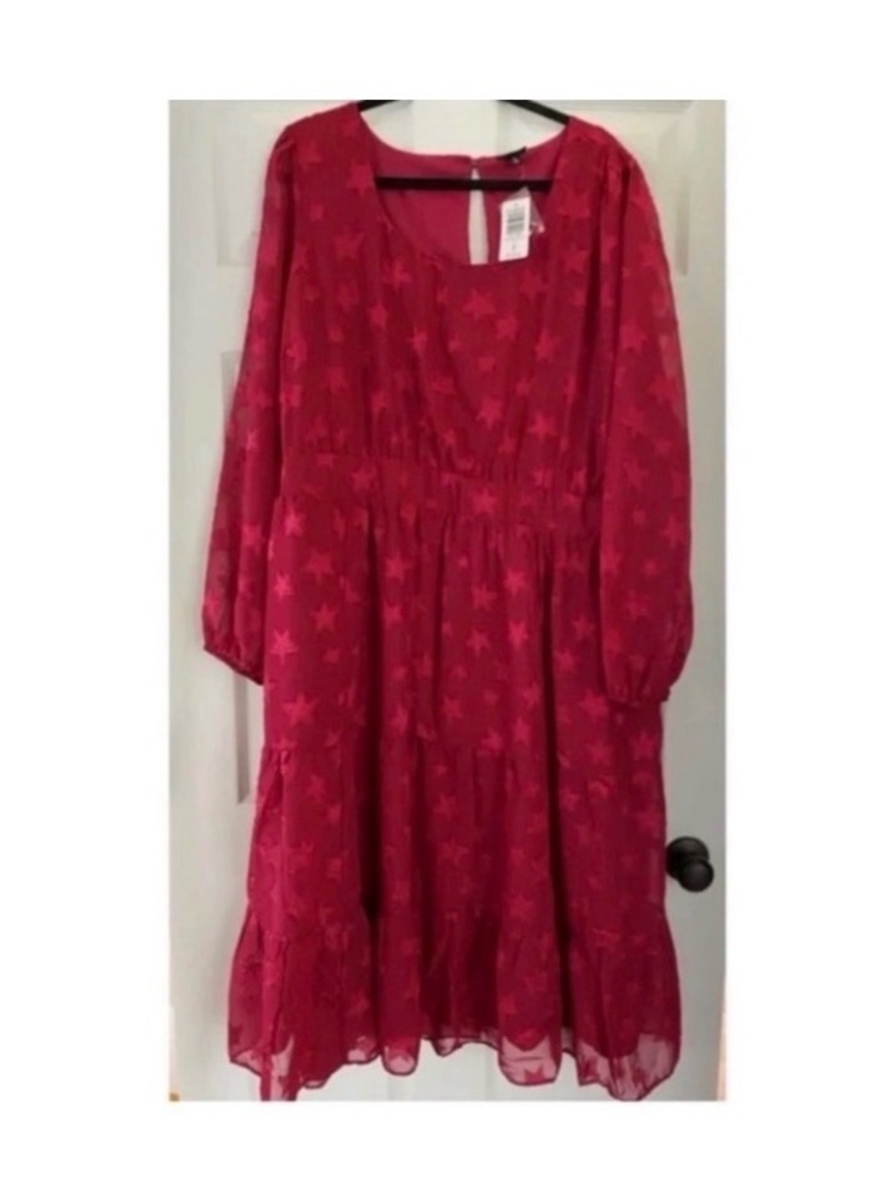 TORRID Magenta Star Print Embroidered Midi Dress - Picture 6 of 9